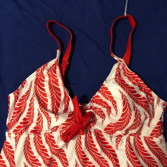 Logeri/AvidLove Ruched RedOranTankini Top, Size L - Picture 3 of 8